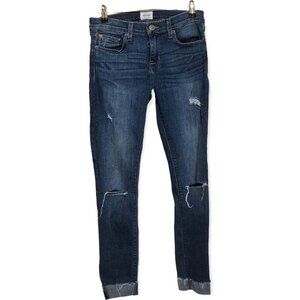 Hudson Jeans Womens 26 Blue Krista Raw Hem Distressed Skinny
